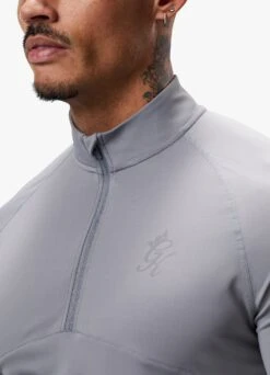 Gym King Flex 1/4 Zip Funnel - Titanium Grey/Royal Blue -Gym King Store FLEXFUNNEL SHORT TITANIUMGREYROYALBLUEQZP A2C2KSHR A2C2U 91