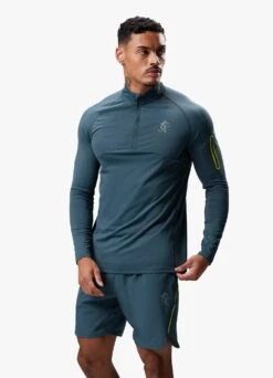 Gym King Flex 1/4 Zip Funnel - Twilight Blue/Lime