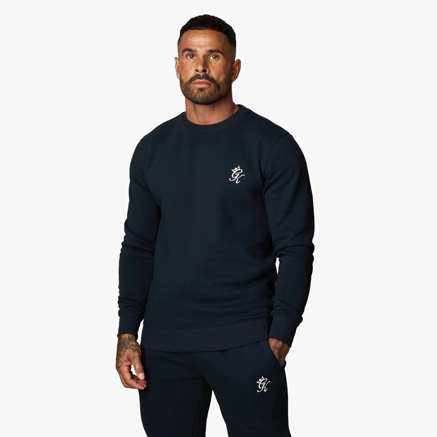 Gym King Fundamental Fleece Crew - Navy 4 Gym King Fundamental Fleece Crew - Navy - Image 2