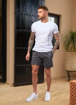 Gym King Split Linear Tee - White -Gym King Store Marrakesh202414059