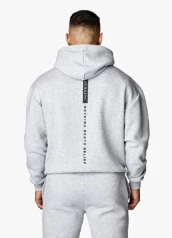 Gym King Nothing Beats Belief Hood - Light Grey Marl