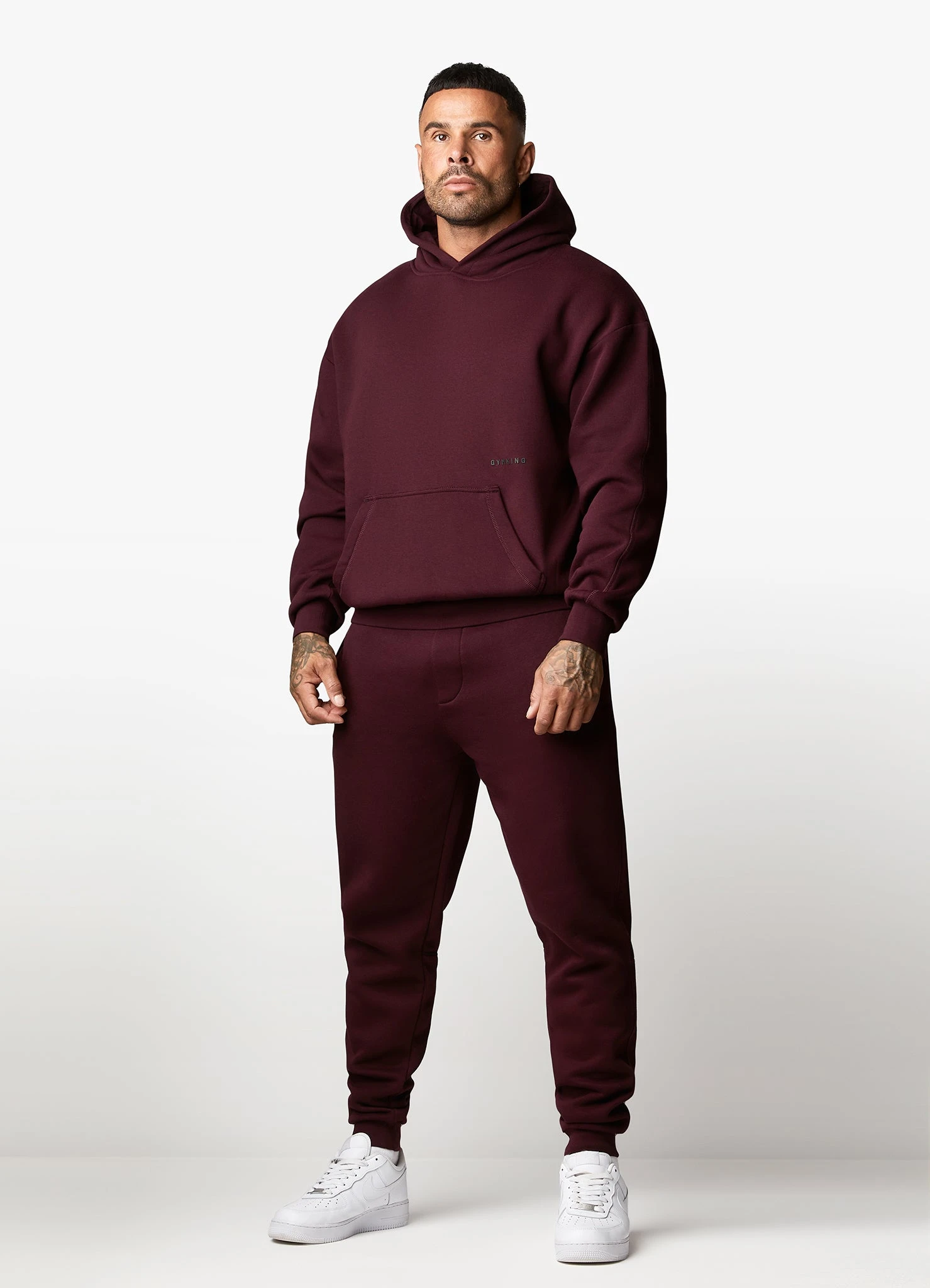Gym King Outline Print Hood Tracksuit - Burgundy 6 Gym King Outline Print Hood Tracksuit - Burgundy - Image 4