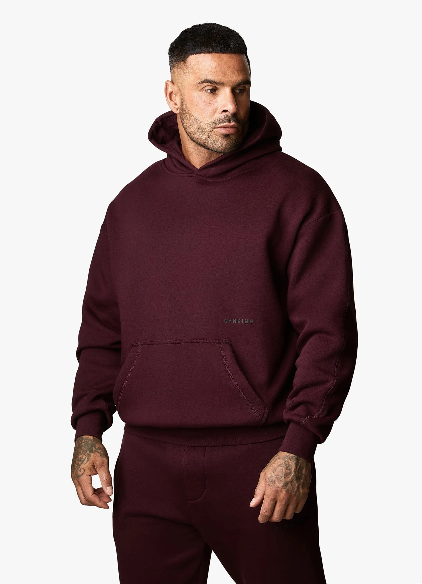 Gym King Outline Print Hood Tracksuit - Burgundy 5 Gym King Outline Print Hood Tracksuit - Burgundy - Image 3