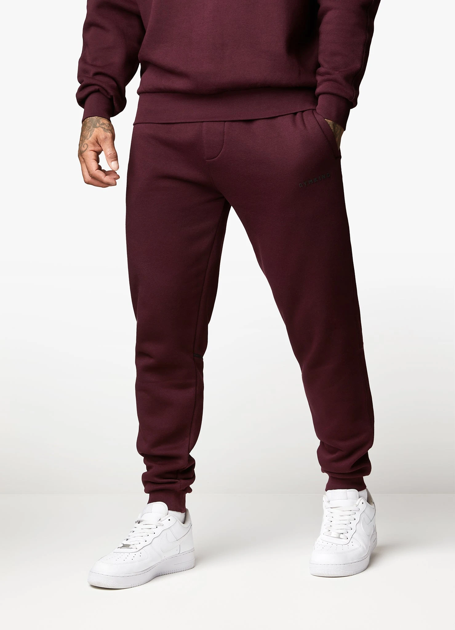 Gym King Outline Print Hood Tracksuit - Burgundy 11 Gym King Outline Print Hood Tracksuit - Burgundy - Image 9