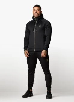 Gym King Full Zip Poly Hood - Black/Gold -Gym King Store POLYFZHOOD JOGGER BLACKGOLDTST A28OHTSB A28OI 73