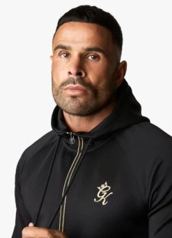 Gym King Full Zip Poly Hood - Black/Gold -Gym King Store POLYFZHOOD JOGGER BLACKGOLDTST A28OHTSB A28OI 77