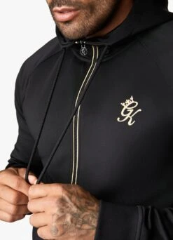 Gym King Full Zip Poly Hood - Black/Gold -Gym King Store POLYFZHOOD JOGGER BLACKGOLDTST A28OHTSB A28OI 78