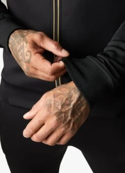 Gym King Full Zip Poly Hood - Black/Gold -Gym King Store POLYFZHOOD JOGGER BLACKGOLDTST A28OHTSB A28OI 80