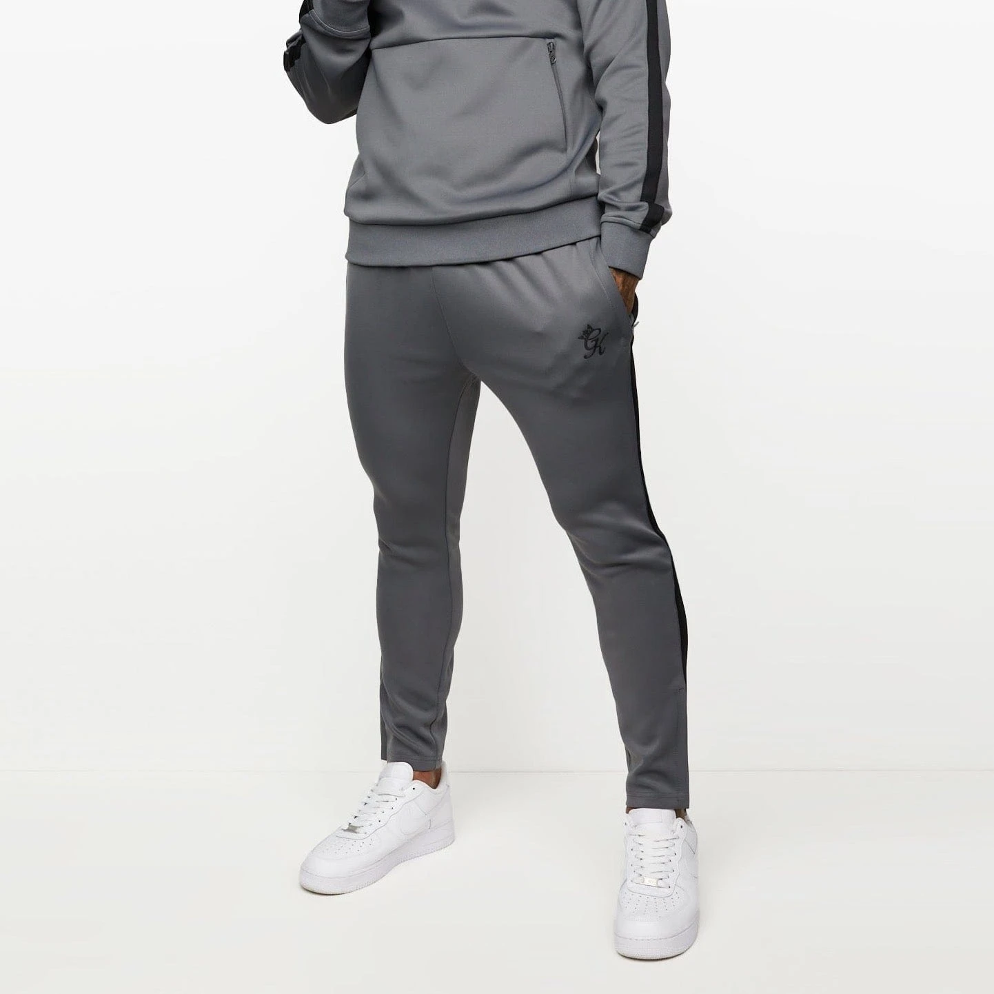 Gym King Poly Tracksuit Bottoms - Dark Grey/Black 4 Gym King Poly Tracksuit Bottoms - Dark Grey/Black - Image 2