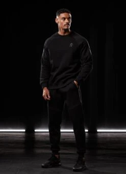 Gym King Premium Taped Crew - Black/Gold -Gym King Store PREMIUMTAPEDCREW JOGGER BLACKGOLDSWT A2BDPTSB A2BDB 53