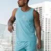 Gym King Pro Jersey Vest - Aqua Blue -Gym King Store PRO AQUAAA