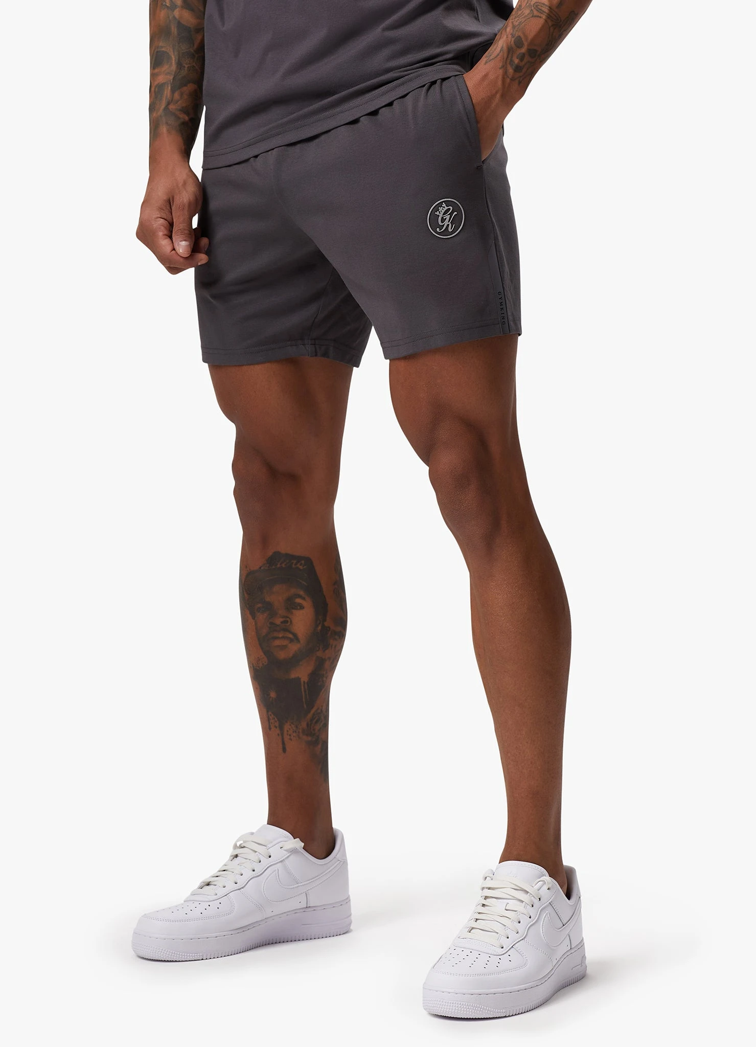Gym King Pro Logo Jersey Short - Graphite 3 Gym King Pro Logo Jersey Short - Graphite