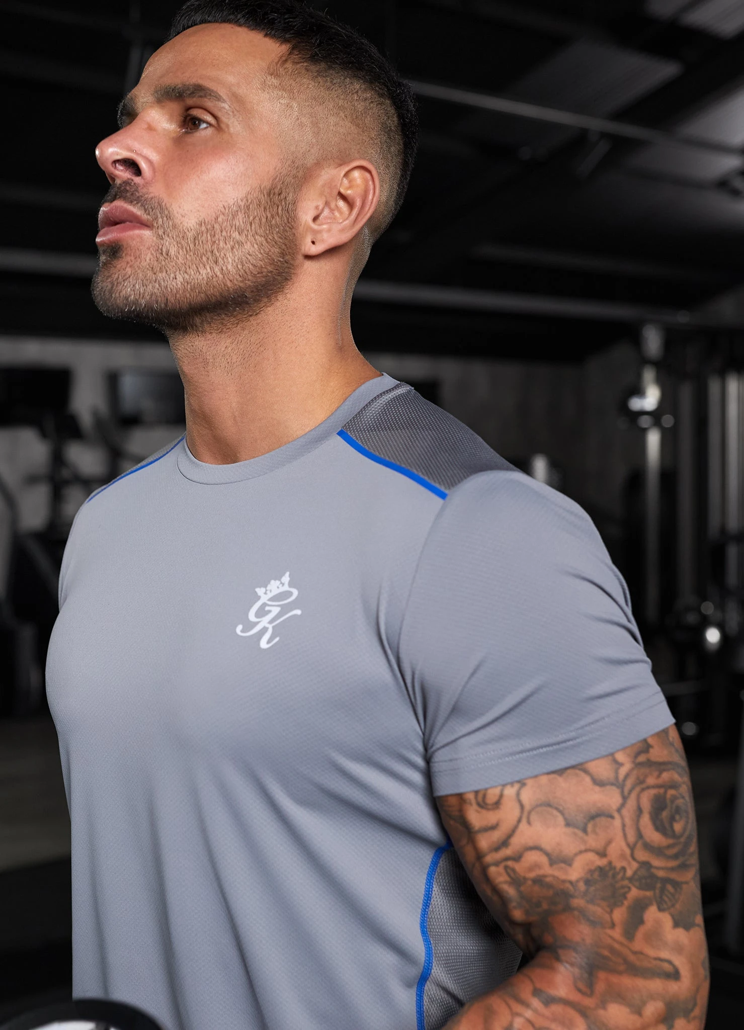 Gym King Flex Tee - Titanium Grey/Royal Blue 11 Gym King Flex Tee - Titanium Grey/Royal Blue - Image 9