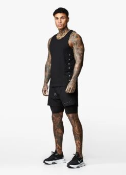 Gym King Rebellion Vest - Black -Gym King Store REBELLIONVEST SHORT BLACKVST A2AL9