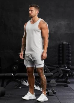Gym King Rebellion Vest - Light Grey -Gym King Store REBELLIONVEST SHORT LIGHTGREY VST A2BOAAHR A2BOE 345