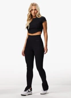Gym King Refresh Contoured Rib Top - Black -Gym King Store REFRESHCONTROUREDRIBTOP LEGGING BLACKWST A2BTIWLG A2BTX 103