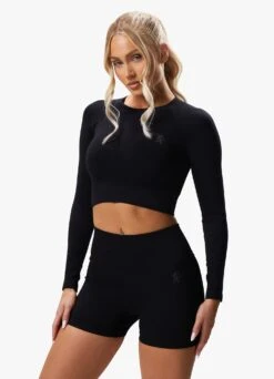 Gym King Sculpt Seamless LS Top - Black -Gym King Store SCULPTLSTOP SHORT BLACKWLT A2AYPWSR A2BQ8 327