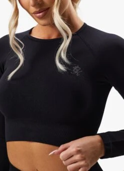 Gym King Sculpt Seamless LS Top - Black -Gym King Store SCULPTLSTOP SHORT BLACKWLT A2AYPWSR A2BQ8 332