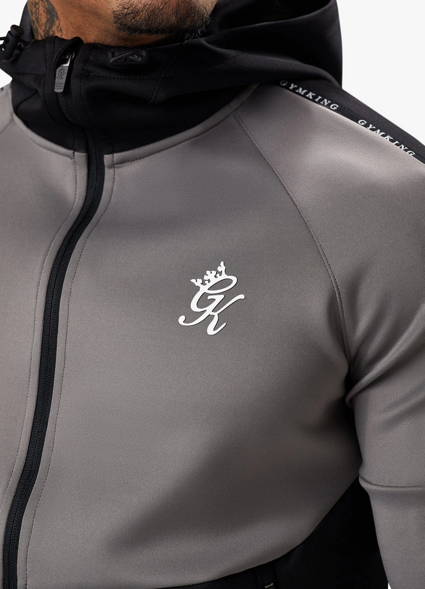 Gym King Taped Core Plus FZ Hood - Black/Steel 10 Gym King Taped Core Plus FZ Hood - Black/Steel - Image 8