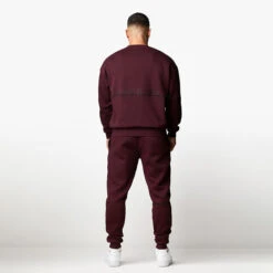 Gym King Outline Print Crew Tracksuit - Burgundy -Gym King Store Untitled 113.49.32