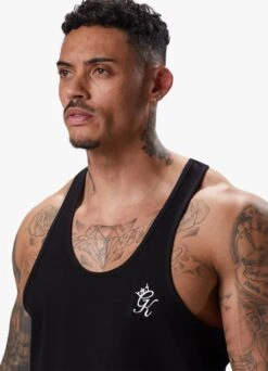 Gym King Stringer Jersey Vest - Black -Gym King Store vest8